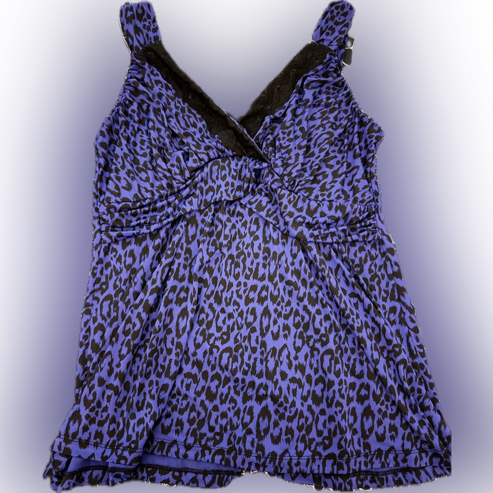 Torrid Purple Lace Trim Leopard Strappy Tank